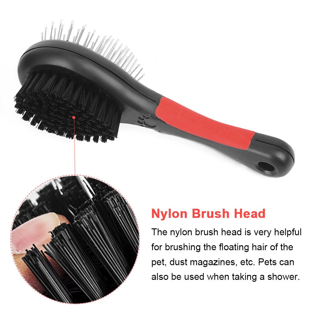 Pet Dog Grooming Comb Steel Double Sided Bath Brush Pet Hair Cleaning Massage Combs tool Pet Hair Remover Brush - anconmall