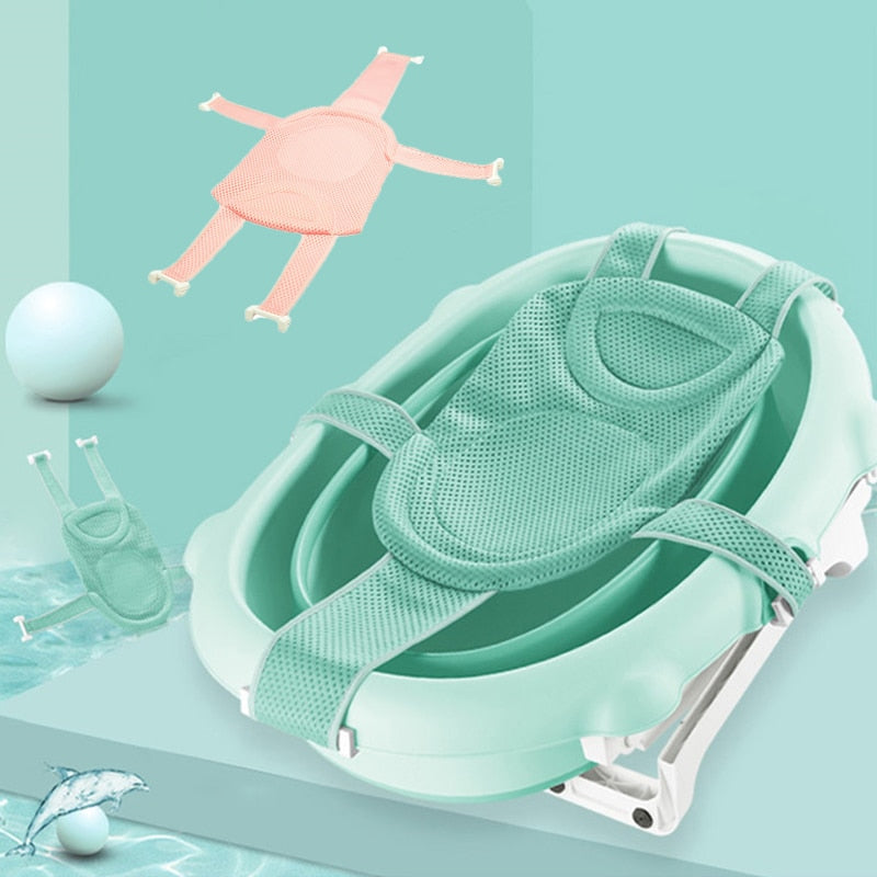 Adjustable Newborn Infant Bath Tub Pillow Seat Mat Cross Shaped Non-slip Baby Bath Net Mat Kids Bathtub Shower Cradle Bed Seat