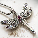 Colorful Dragonfly Pendant Link Chain Necklace Summer Brand New Fine Jewelry Europe 925 Sterling Silver Gift For Women