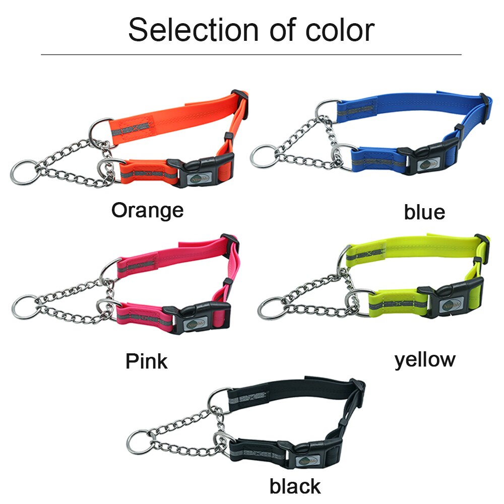 Martingale Collar Dog PVC with Welded Link Chain Reflective Waterproof Dirtproof Adjustable Collars For Small Medium Big Dogs - anconmall