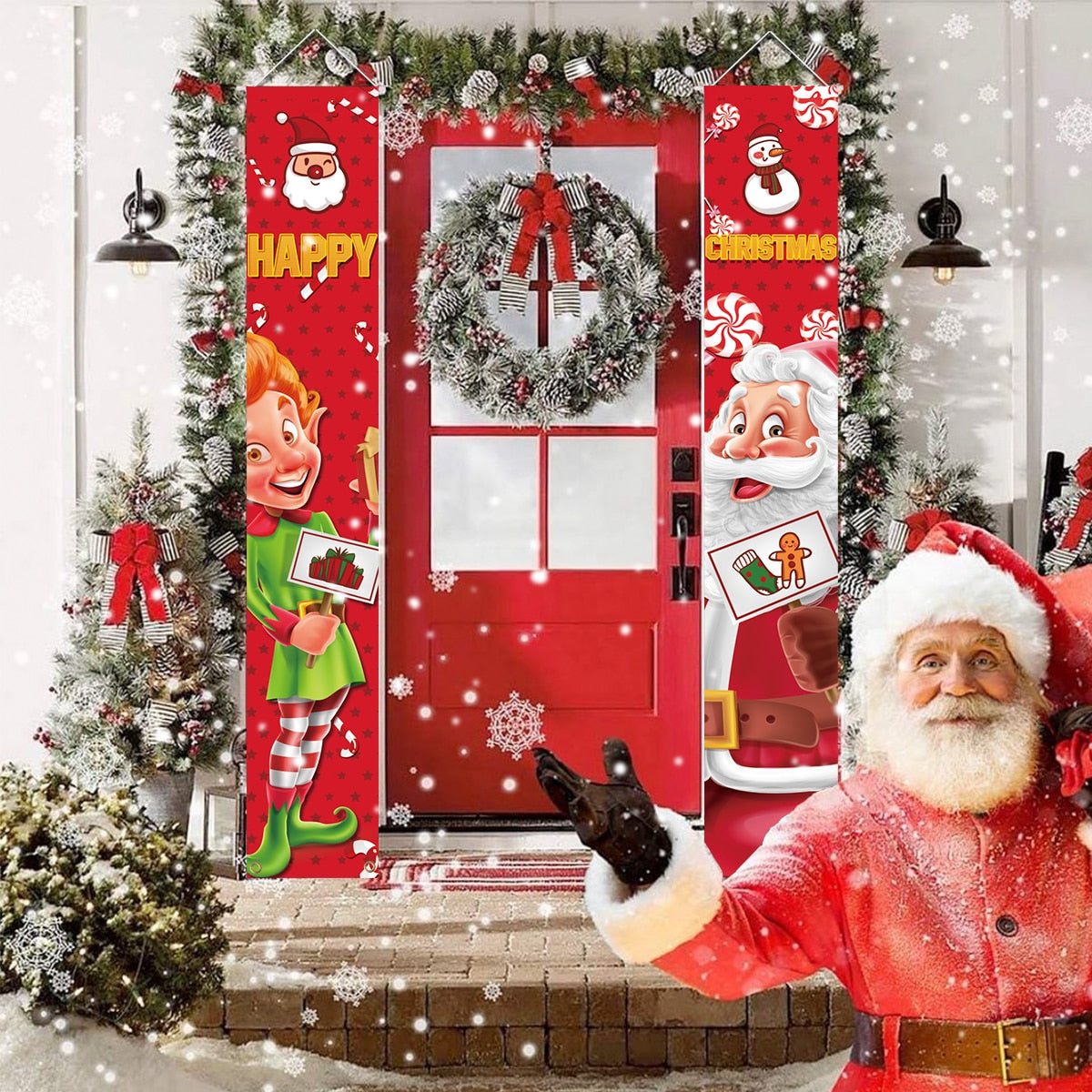 Santa Claus Door Banner Christmas Decor For Home 2022 Merry Christmas Decor Xmas Ornament Navidad Noel Happy New Year 2023 - anconmall