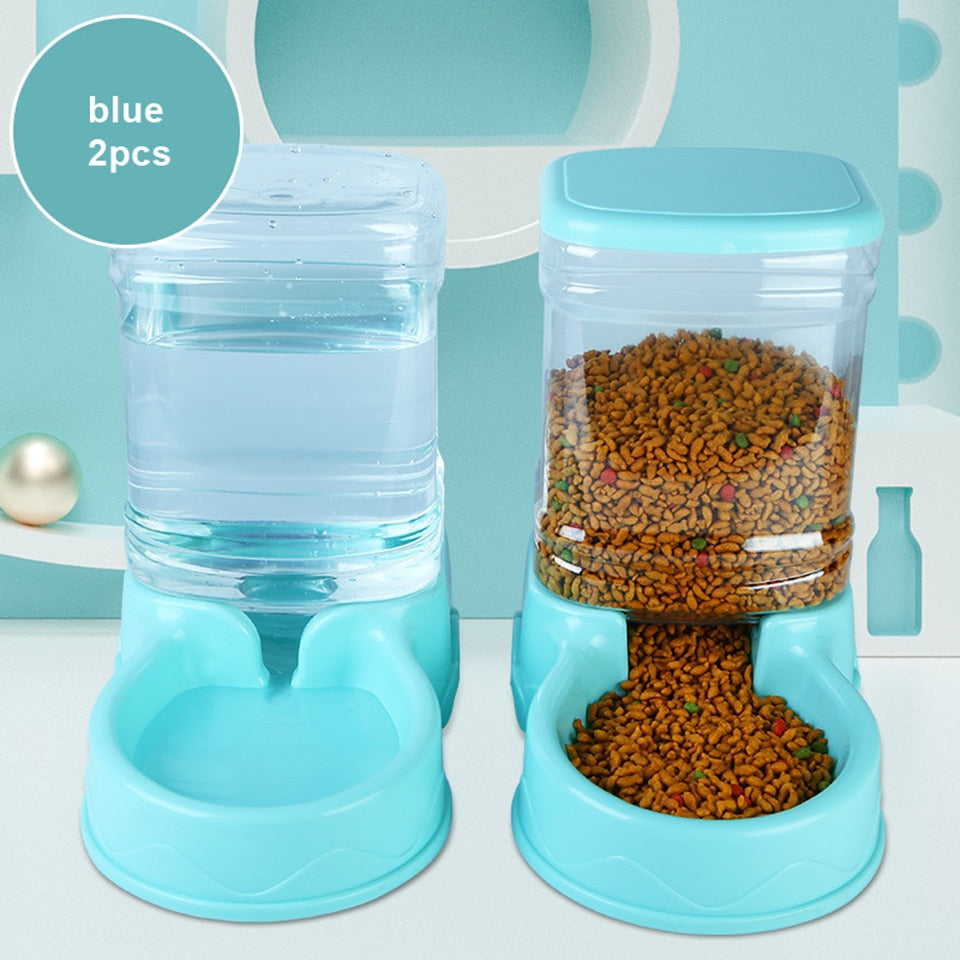 Cat Feeder And Drinker Automatic Cat Food Dispenser Water Bowls Big Capacity Gravity Auto Feeders For Cats - anconmall