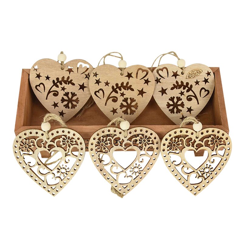 3pcs Vintage Christmas Wooden Pendants Ornaments DIY Wood Craft Christmas Decorations Christmas Tree Hanging Ornaments Gifts