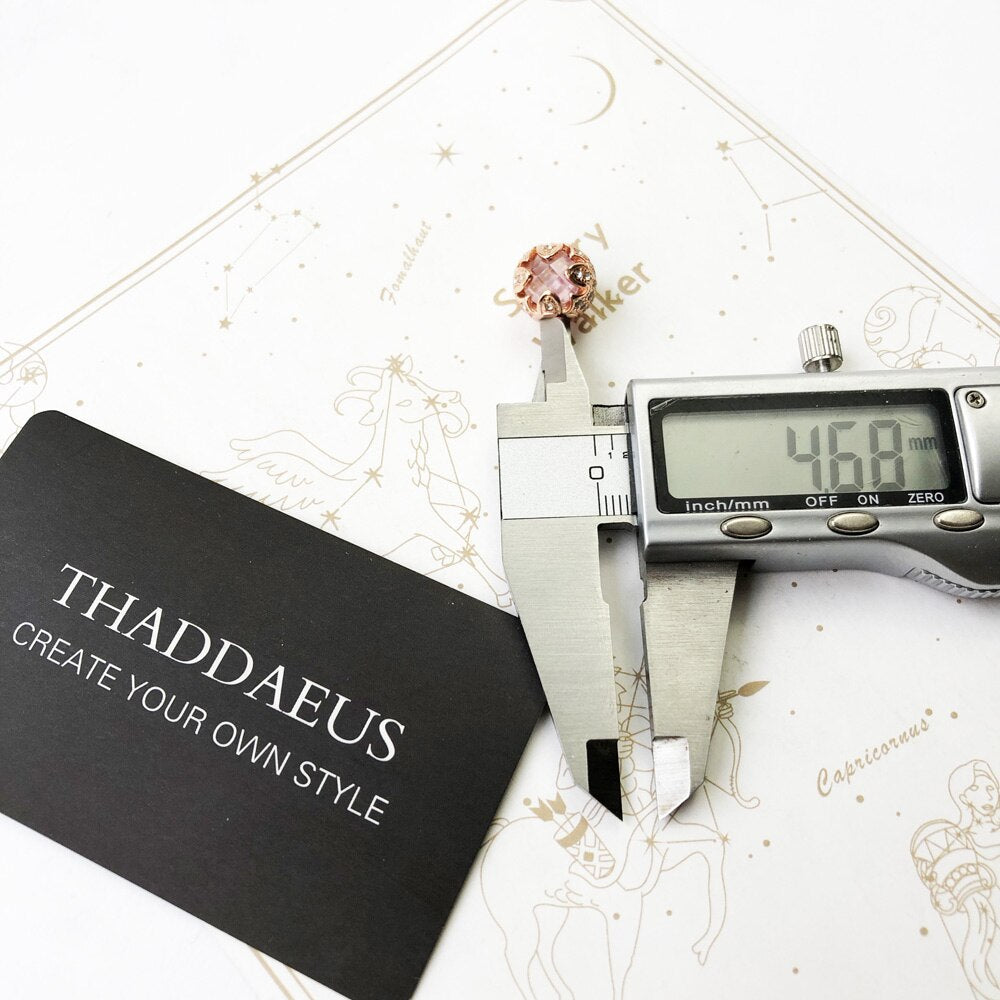 Beads Pink Lotus,Rose Gold Color &amp; Rhinestone Jewelry Thanksgiving 925 Sterling Silver Gift For Women &amp; Men