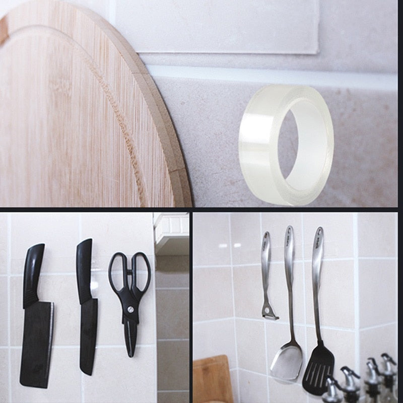 Nano Tapes Adhesive Waterproof Tracsless Tape Home Decoration Wall Sticker Bathroom Kitchen Supplies Reusable Transparent Tape