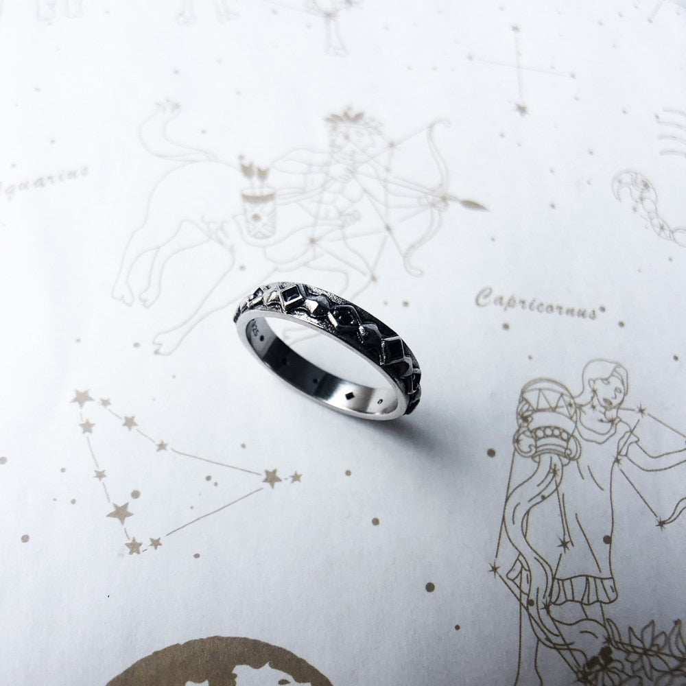 Noble Ring Black Stone Europe Style Detailed Fine Jewelry For Women Men Summer Brand New Vintage 925 Sterling Silver Gift