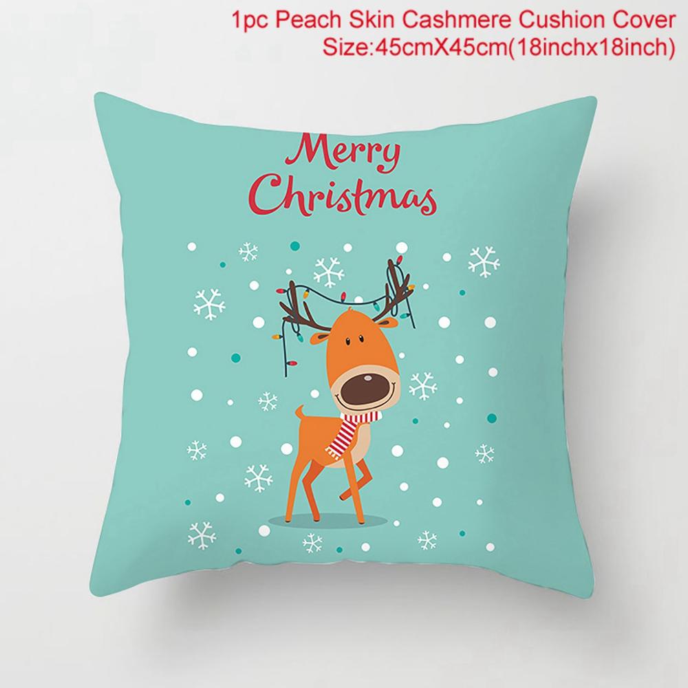 Santa Claus Christmas Cushion Cover Merry Christmas Decorations For Home Christmas Ornament Table Decor 2022 Xmas Gift New Year