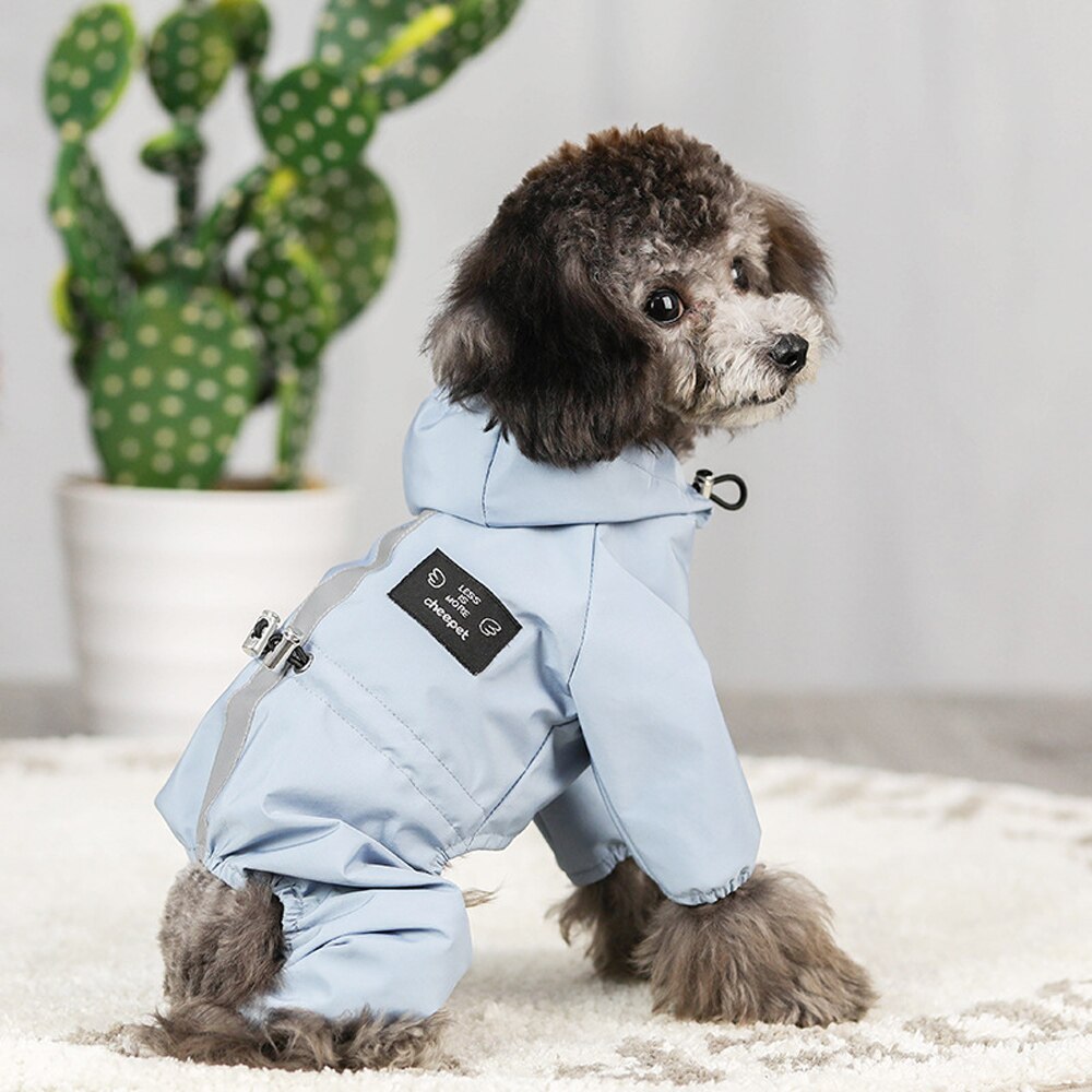 Dog Raincoat Hoodie with Adjustable Drawstring Lightweight Reflective Dog Rain Jacket with 4 Legs Rainwear for Small Pet Dog Cat - anconmall