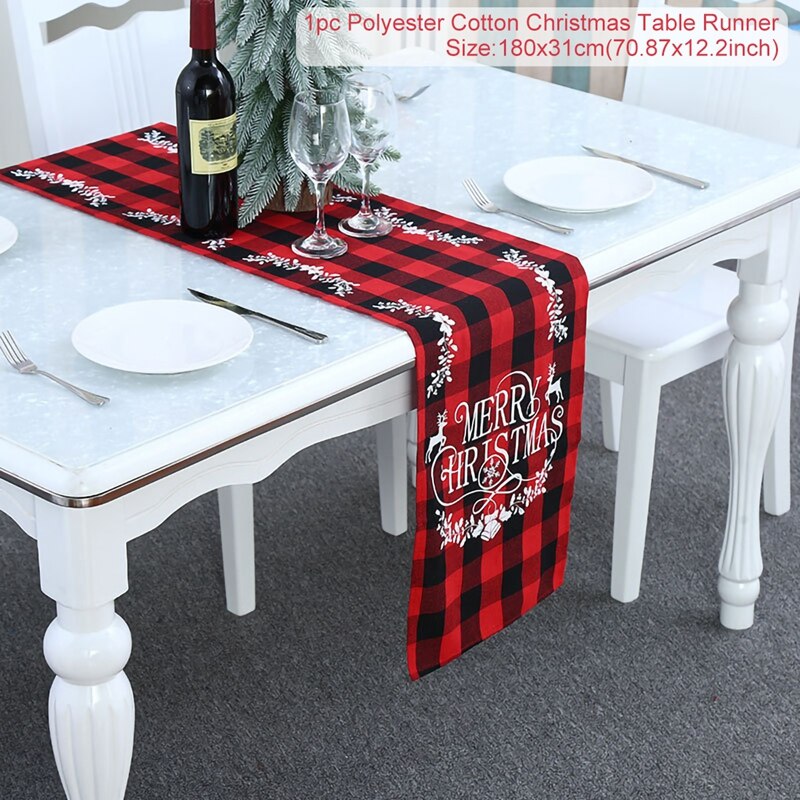 Huiran Linen Christmas Elk Snowman Table Runner Merry Christmas Decor For Home 2022 Xmas Ornaments New Year's Decor 2023 Navidad - anconmall