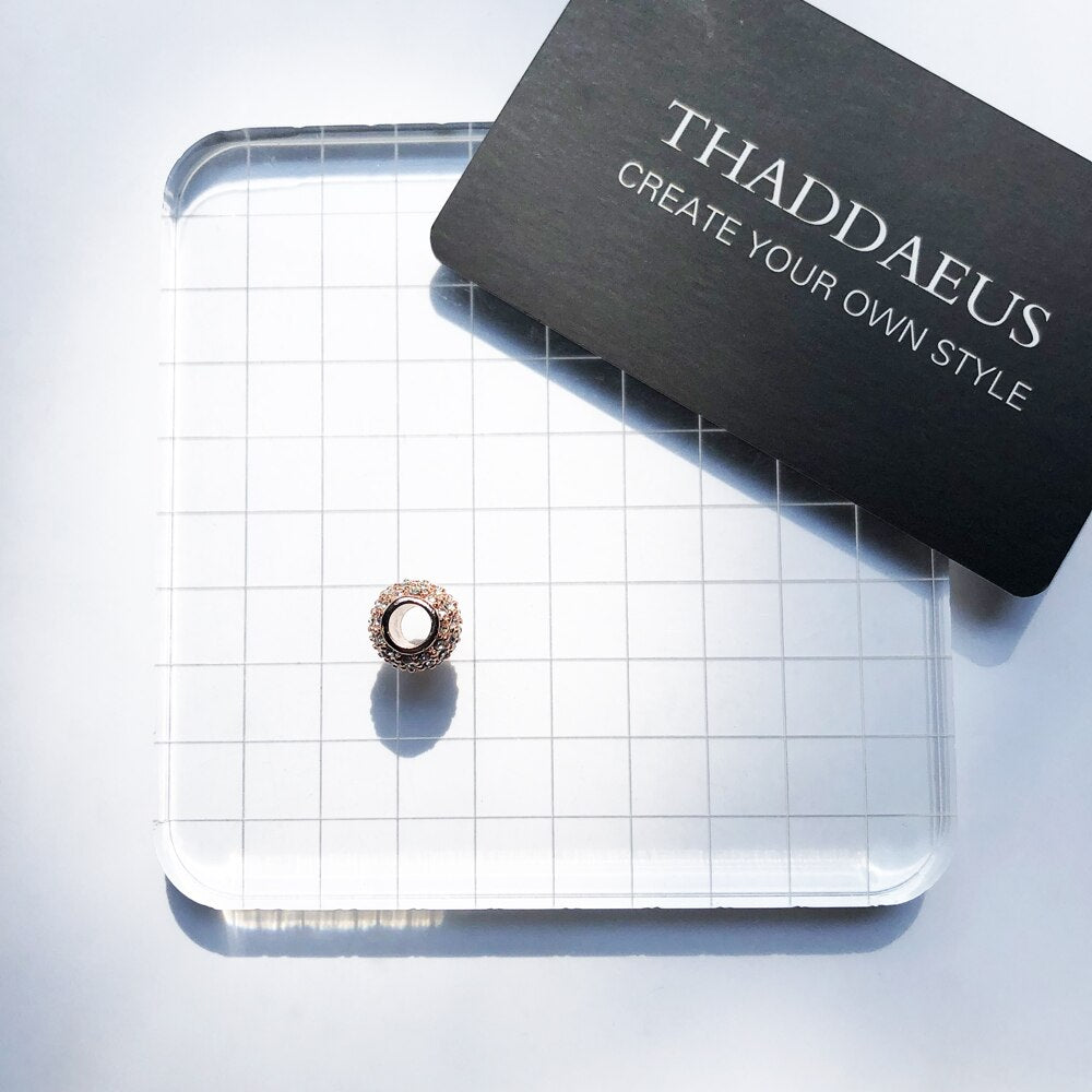 Beads Pink Pave Rose Gold Color Charm Brand New Europe Jewelry Accessories 925 Sterling Silver Gift For Women