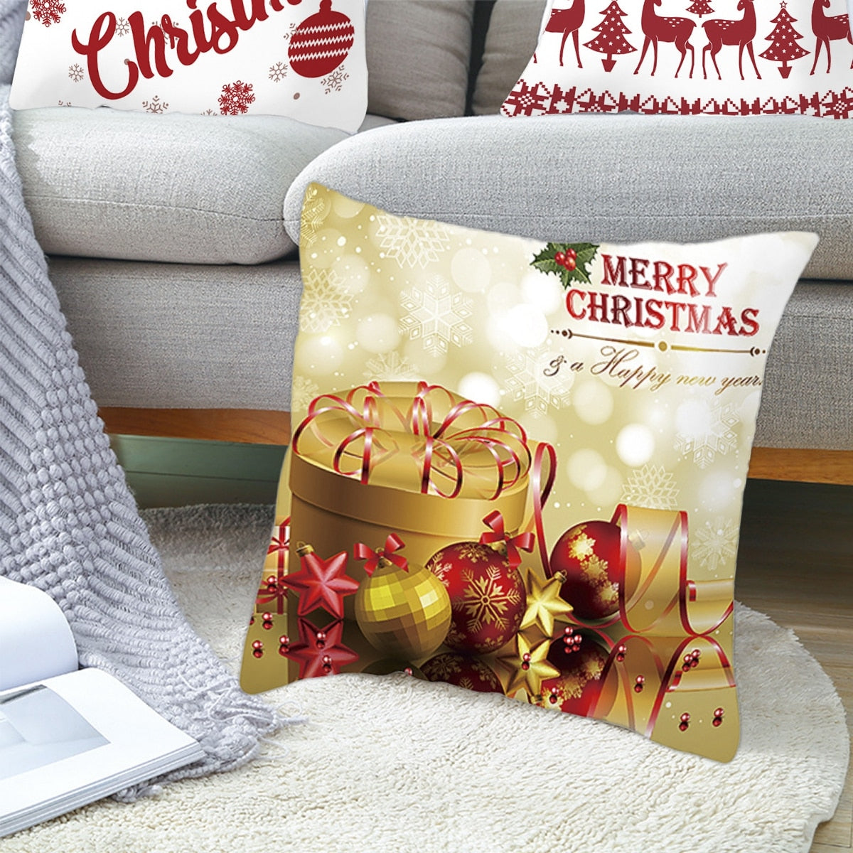 Christmas Cushion Cover Merry Christmas Decorations for Home 2022 Christmas Ornament Xmas Gifts Navidad Noel Happy New Year 2023