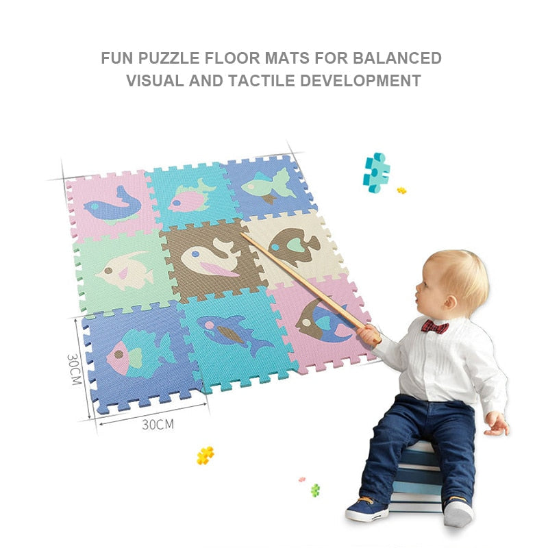 EVA Foam Play Mat with Fence Baby Puzzle Jigsaw Floor Mats Thick Carpet Pad For Kids Educational Toys Activity Pad Random Color