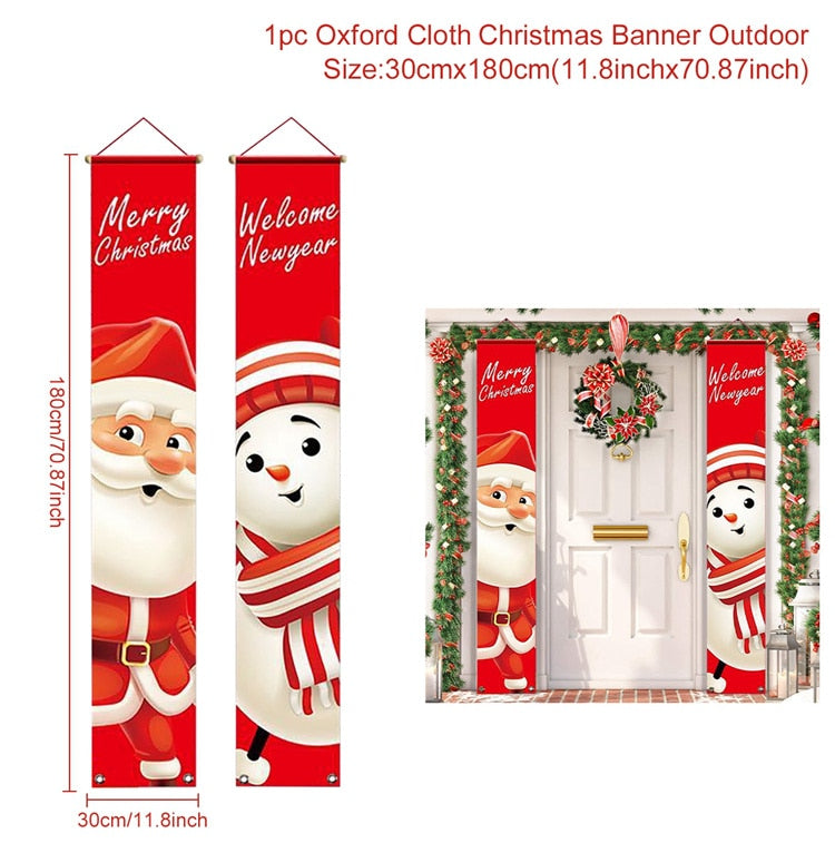 Santa Claus Door Banner Christmas Decor For Home 2022 Merry Christmas Decor Xmas Ornament Navidad Noel Happy New Year 2023 - anconmall