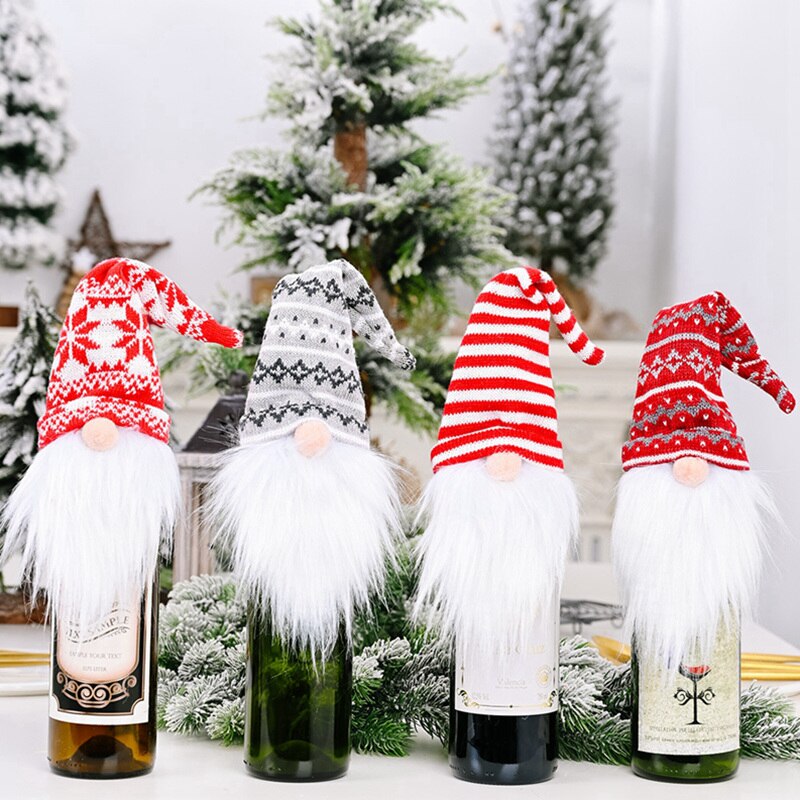 Christmas Wine Bottle Cover Bags Santa Claus Wine Bottle Cover Gift Bag Christmas Dinner Party Xmas Table Decor Merry Christmas