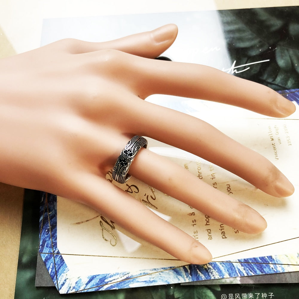 Band Ring Maori Tattoos Ethno Fine Jewerly For Women Men Autumn Brand New Cultural Ornament Gift In 925 Sterling Silver