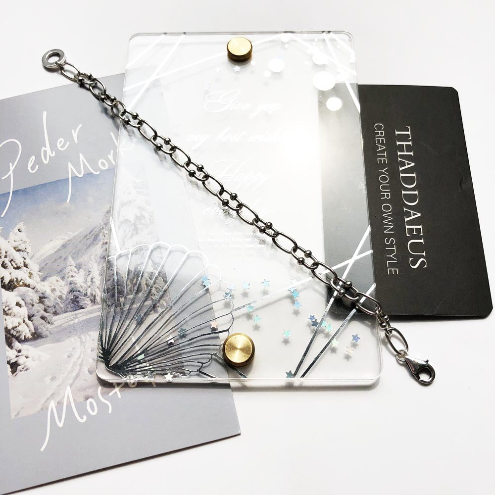 Link Chain Blackened Charm Bracelets Summer Rebel Gift for Women Men,Europe 925 Sterling Silver Fashion Jewelry Acessories