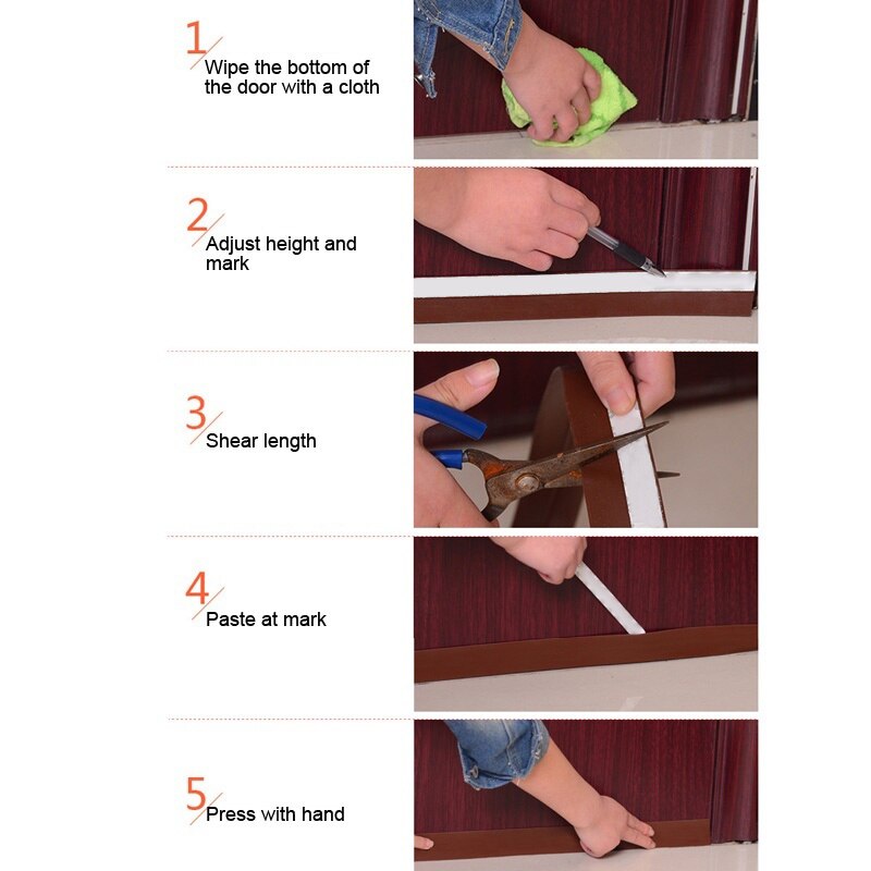 1M 25mm/35mm/45mm Self Adhesive Seal Strip Silicone Door Window Draught Dustproof Weatherstrip For Home Sound Insulation