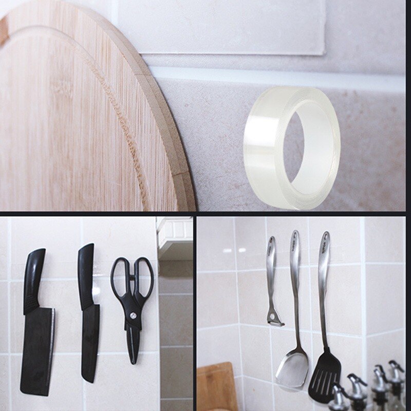 Nano Tape Reusable Traceless Waterproof Strong Adhesive Transparent Dounble Sided Tapes Bathroom Home Hanging Small Objects Tape