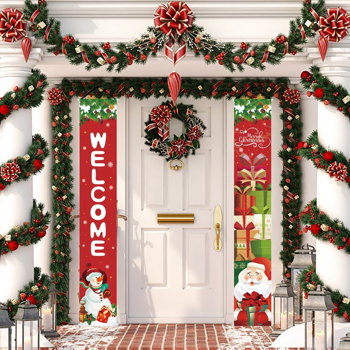 Santa Claus Door Banner Christmas Decor For Home 2022 Merry Christmas Decor Xmas Ornament Navidad Noel Happy New Year 2023 - anconmall