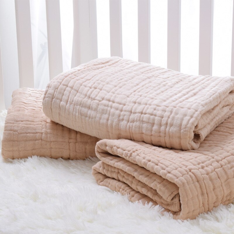 Organic Baby Girl Boy Blankets Swaddling Newborn 6 Layer Soft Solid Gauze Cover Quilt Bedding Set Cotton Bath Towel Blanket