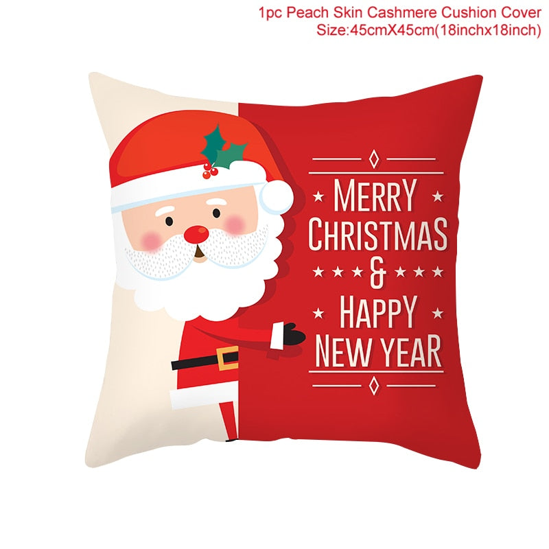 Santa Claus Christmas Cushion Cover Merry Christmas Decorations For Home Christmas Ornament Table Decor 2022 Xmas Gift New Year