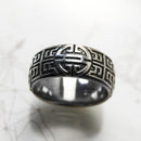 Band Ring Ethno Great Blessing Sign,Ethnic Fine Jewerly For Women Men Autumn Buddhist Prayer Gift In 925 Sterling Silver