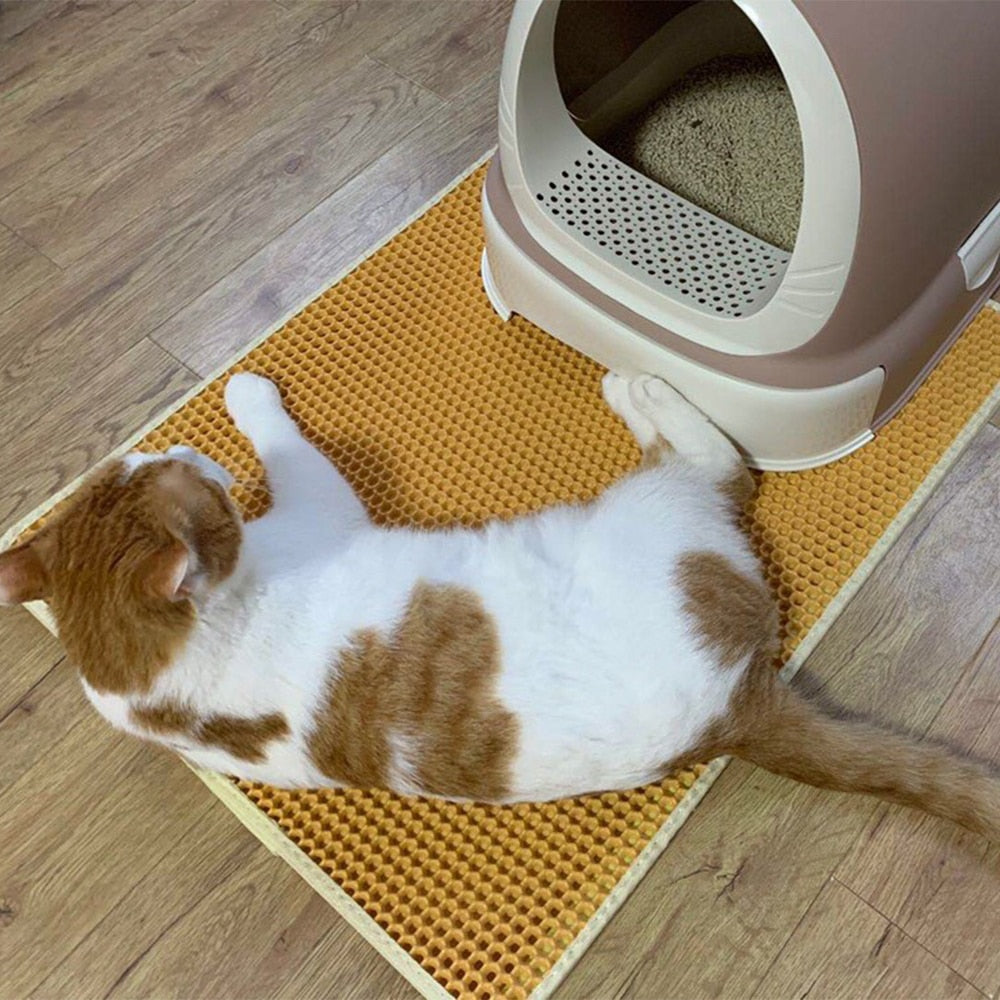 Cat Litter Tray Mat Waterproof EVA Double Layer Cat Self Cleaning Sandbox Pad Non Slip Pet Litter Box Mat For Cat Toilet - anconmall