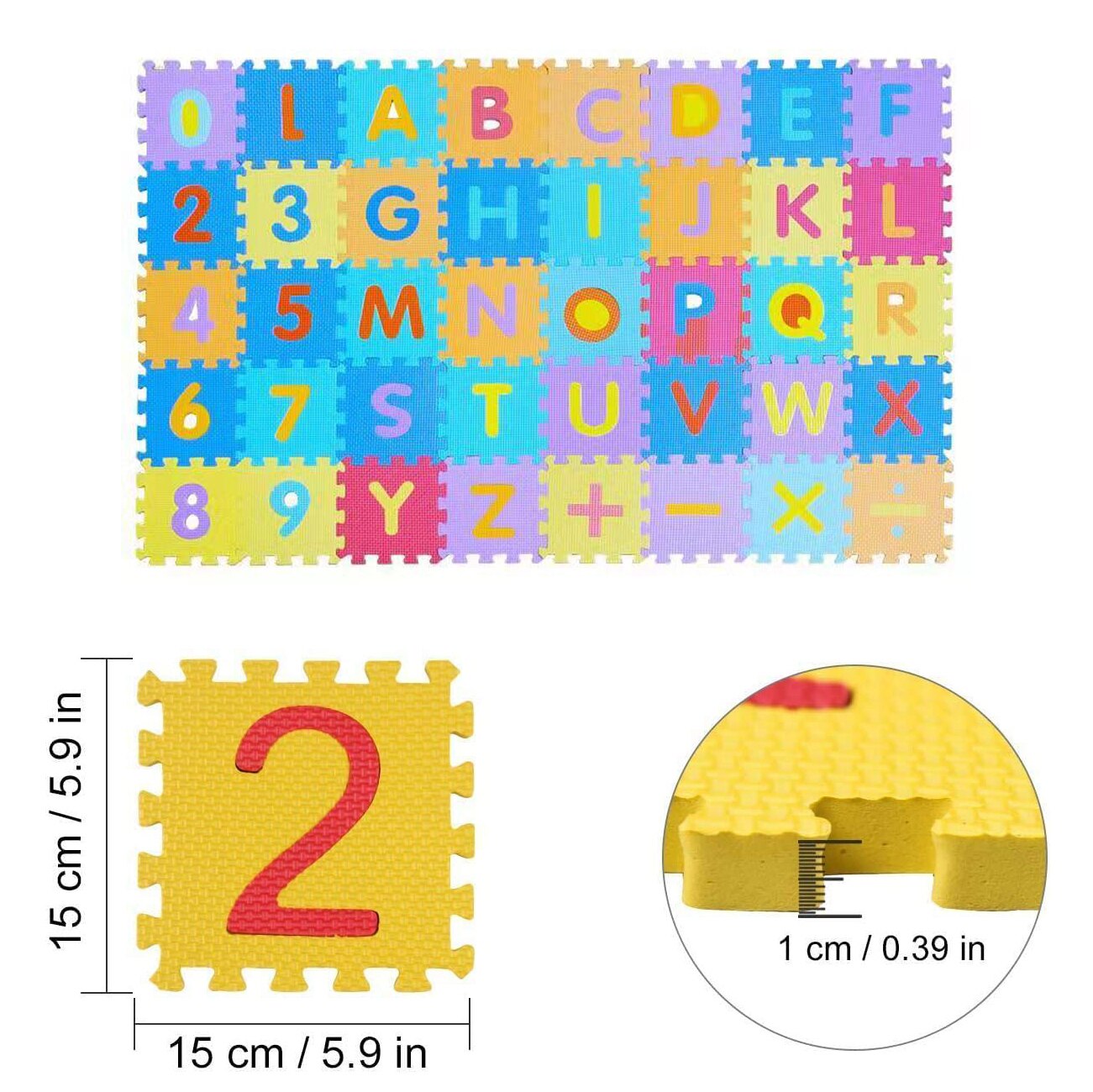 Baby Play Mat Montessori Children Toys Children Carpet Puzzle EVA Tiles Alphabet Numbers And Symbol 15*15cm Small Size