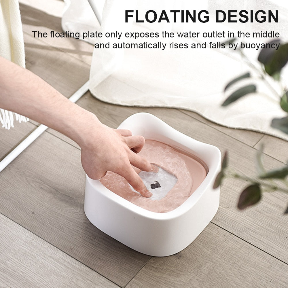 Non-Wet Mouth Dog Water Bowl Floating Splash-Proof  Anti-Overturning Square Pet Buoyancy Drinking Fountain Dispenser Feeder - anconmall