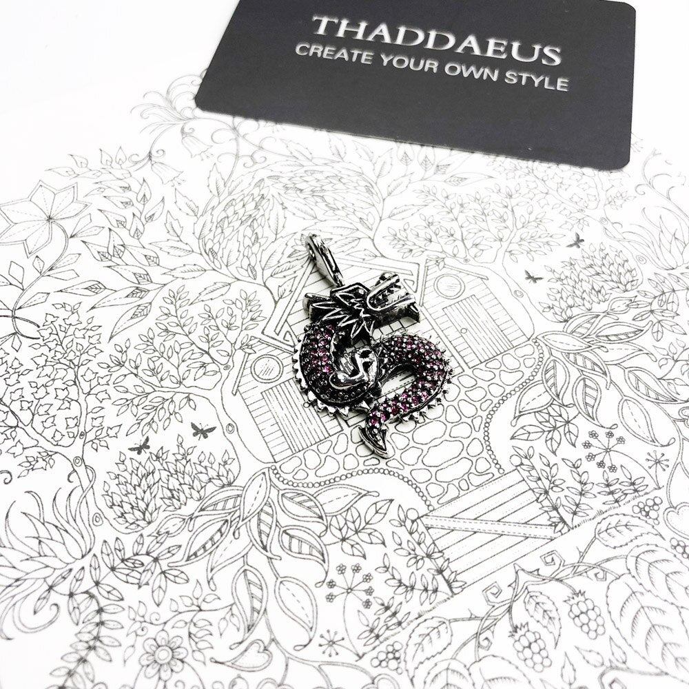 Pendant Red Dragon Winter 925 Sterling Silver Fashion Jewelry Europe Ethnic Trendy Accessories Gift For  Woman Men