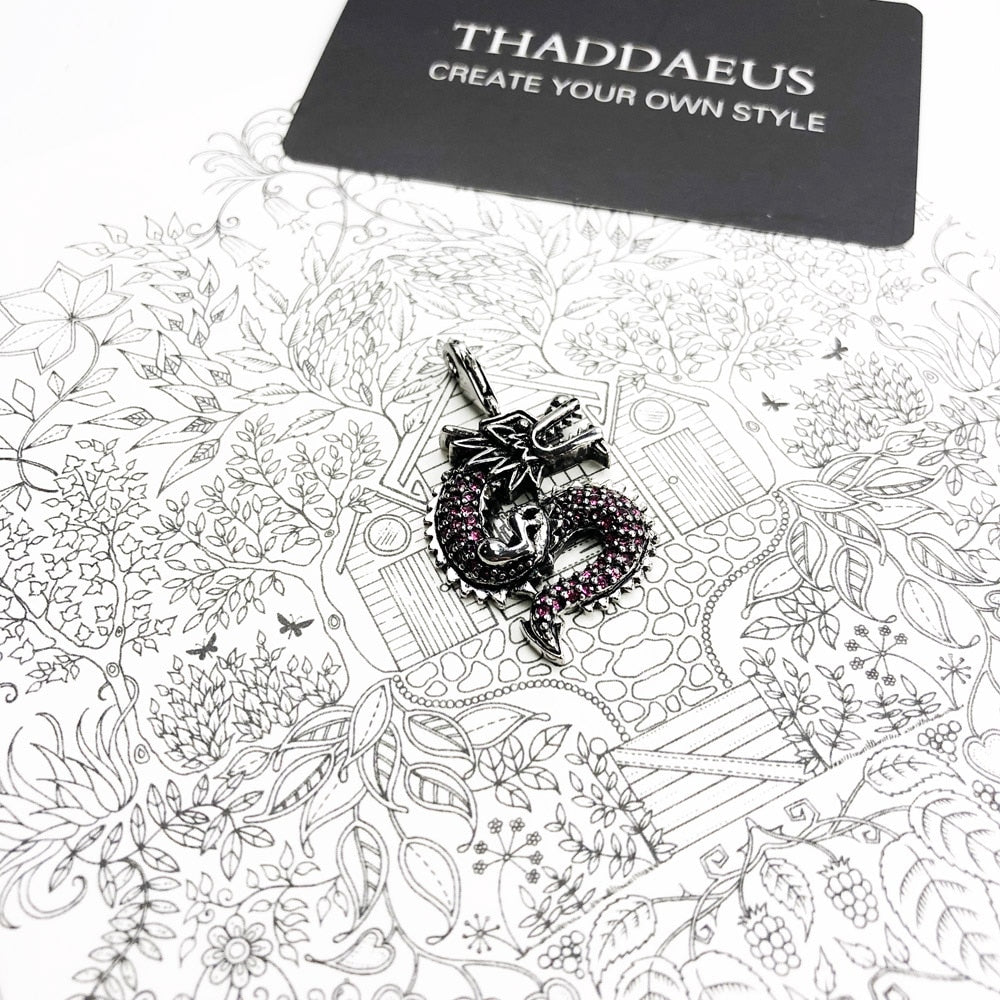 Pendant Red Dragon Winter 925 Sterling Silver Fashion Jewelry Europe Ethnic Trendy Accessories Gift For  Woman Men