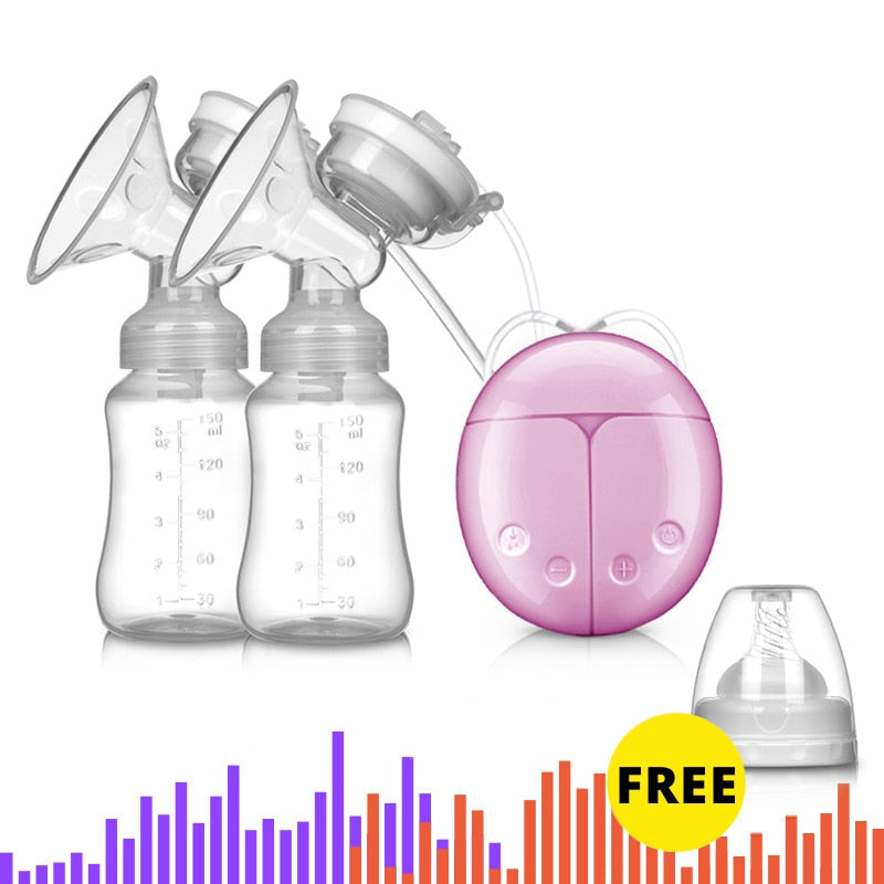 New Single or Double Electric Breast Pumps electric Powerful Nipple Suction USB Electric Breast Pump with baby milk two bottle
