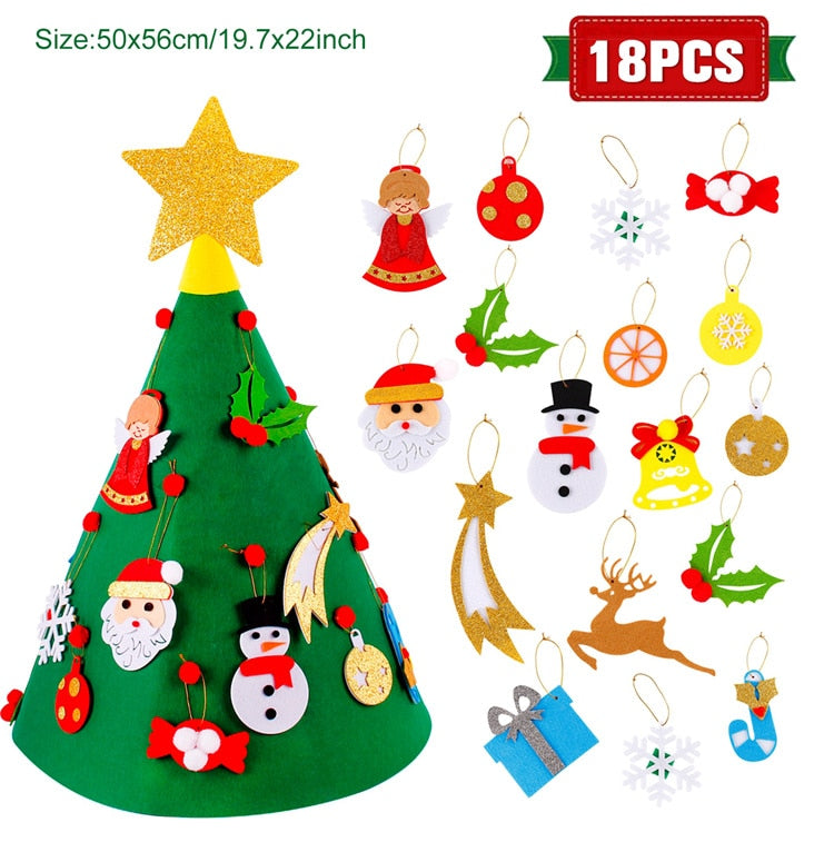 DIY Felt Christmas Tree Christmas Decoration for Home Navidad 2022 New Year Kids Gift Christmas Ornaments Santa Claus Xmas Decor - anconmall