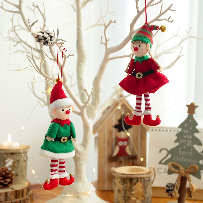 New Year 2023 Christmas Elf Doll Ornaments Xmas Tree Hanging Pendant Navidad 2022 Santa Kids Gift Christmas Home Decoration