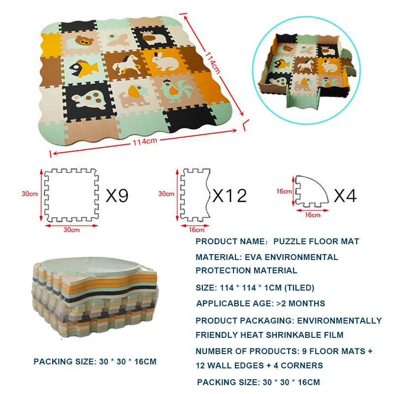 EVA Foam Play Mat with Fence Baby Puzzle Jigsaw Floor Mats Thick Carpet Pad For Kids Educational Toys Activity Pad Random Color