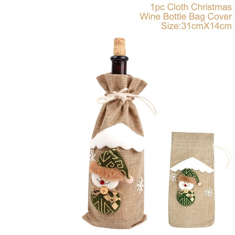 Christmas Wine Bottle Cover Merry Christmas Decorations For Home 2022 Christmas Ornament New Year 2023 Xmas Navidad Natal Gifts