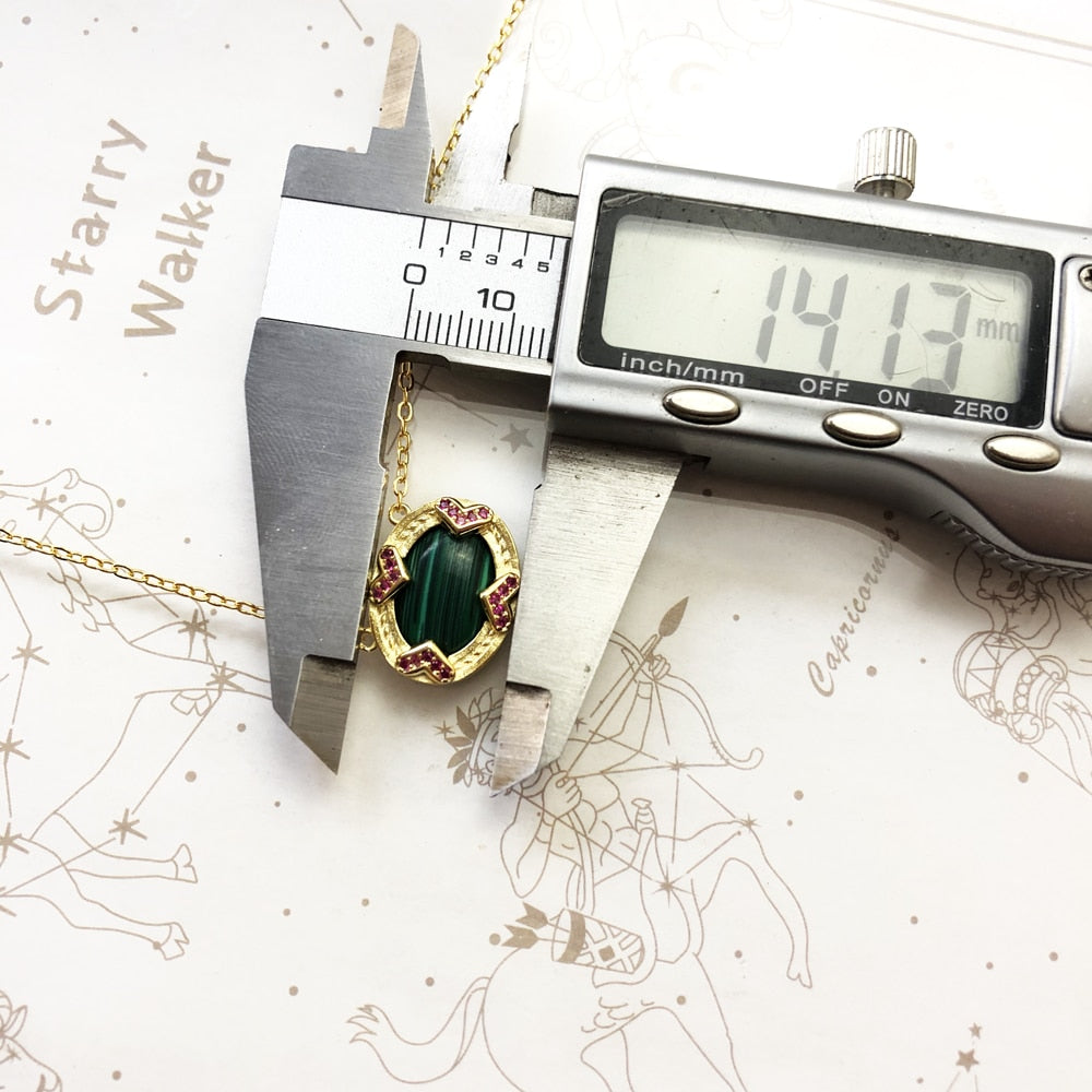 Necklace Green Oval Gold Summer Brand New Fine Jewelry 925 Sterling Silver Vintage Gift For Women