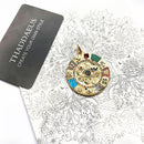 Pendant Large Amulet Magical Lucky Heart Cat Elephant Clover Symbols Fatima Golden Jewelry 925 Sterling Silver Women Men Gift