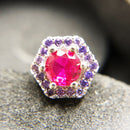 Hexagon Red Studs Earrings,Europe Style Fine Jewerly For Women Handcrafted Gift In 925 Sterling Silver