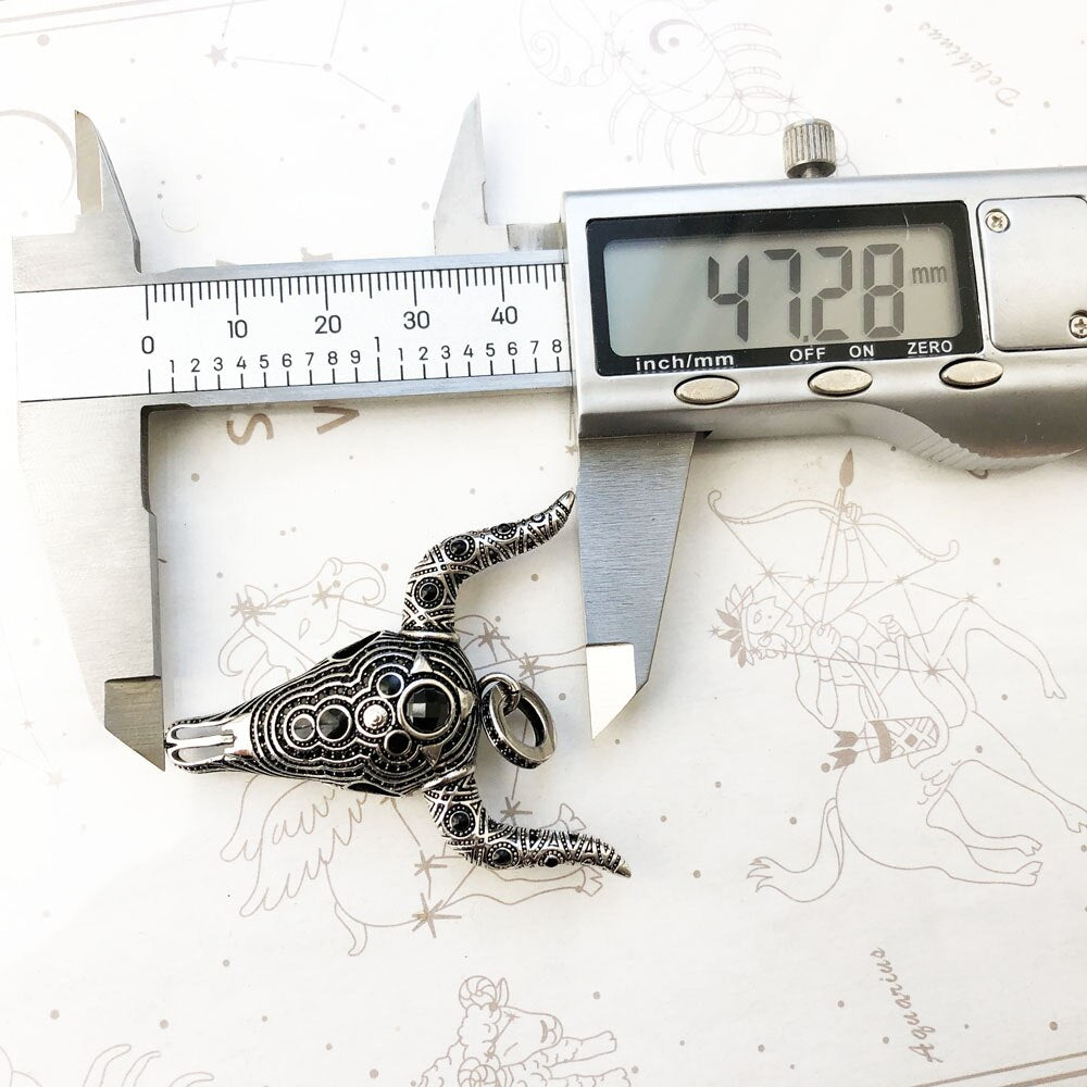 Pendant Bull Buffalo Skull Fashion Vintage Jewelry Europe Solid 925 Sterling Silver Rebel Gift For Women & Men