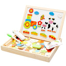 Wooden Kids Educational Learning Toys Magnetic Easel Double Side Dry Erase Board Puzzles Jigsaw Game Toys for Boys Girls