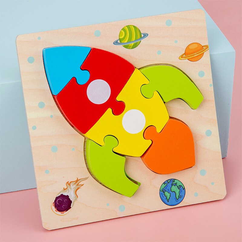 Wooden 3D Puzzle Educational Toys Jigsaw Toys For Children Baby Cartoon Animal Puzzles Intelligence Kids Toy Board Games