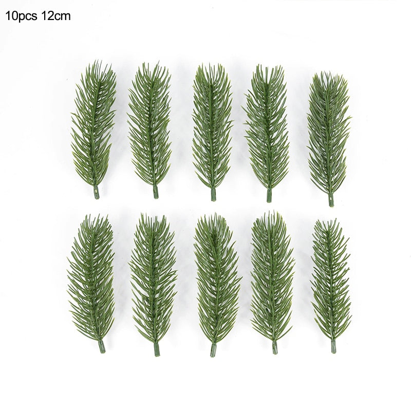 10/20pcs Artificial Pine Branches Needle Fake Plants Christmas Wreath Garland Decorations for Home Xmas Tree Ornament DIY Craft