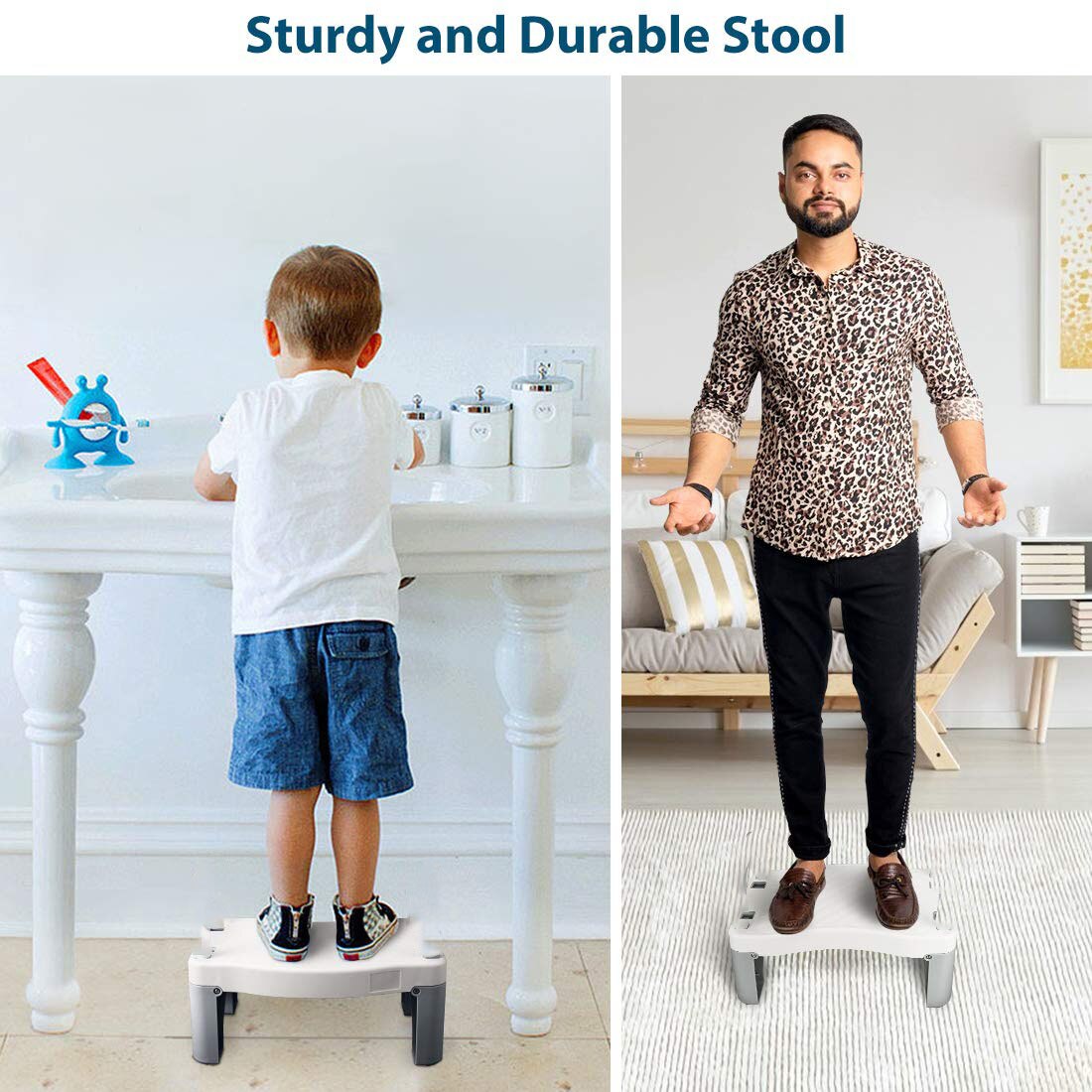 Kids Step Stool Potty Training Foldable Non-Slip Base Toilet Stool, Adult Poop Footstool Multi-Function Fit for All Toilets