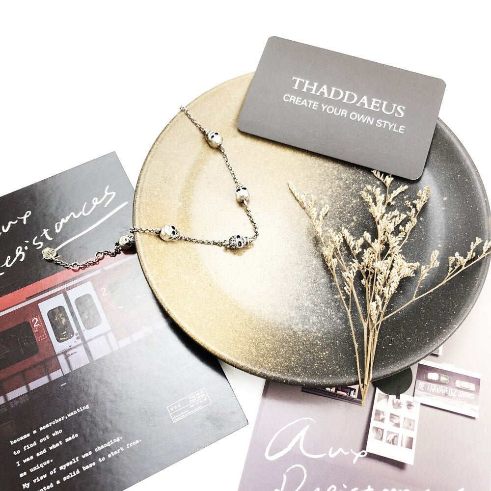 Five Exquisite Feminine Skulls Bracelets Autumn Link Chain 925 Sterling Silver Jewelry Rebel Gift For Women