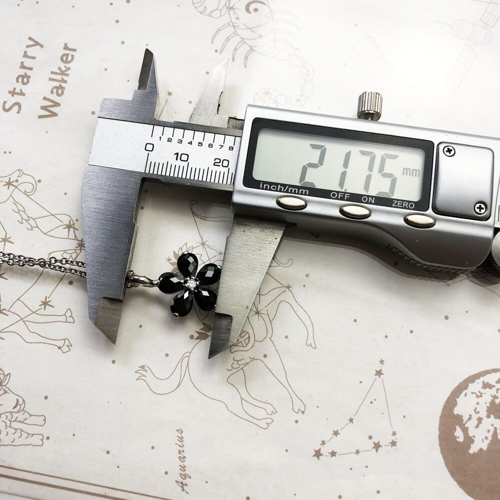 Necklace Black Petals Flower Summer Brand New Romantic Fine Jewelry Europe 925 Sterling Silver Gift For Women