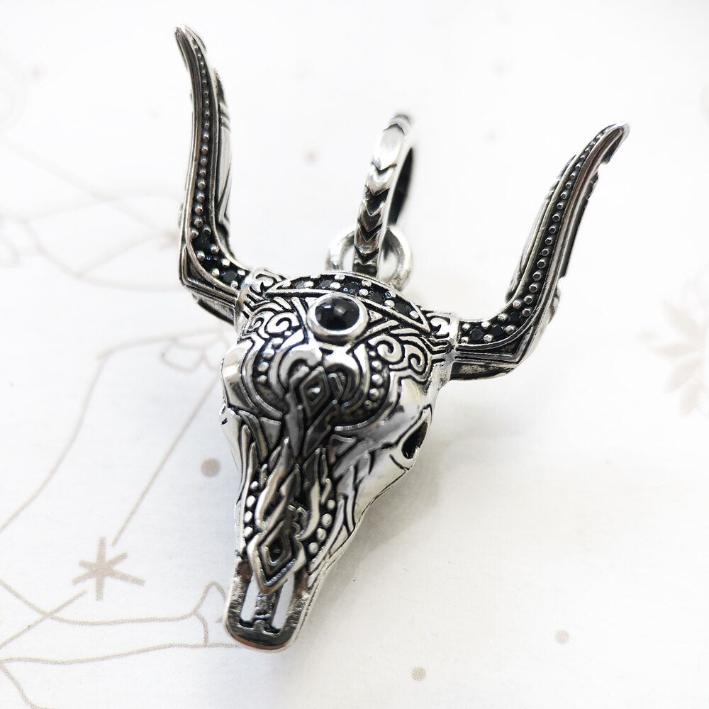 Pendant Blackened Bull Head Brand New Fine Jewelry Accessories 925 Sterling Silver Gift For Women & Men