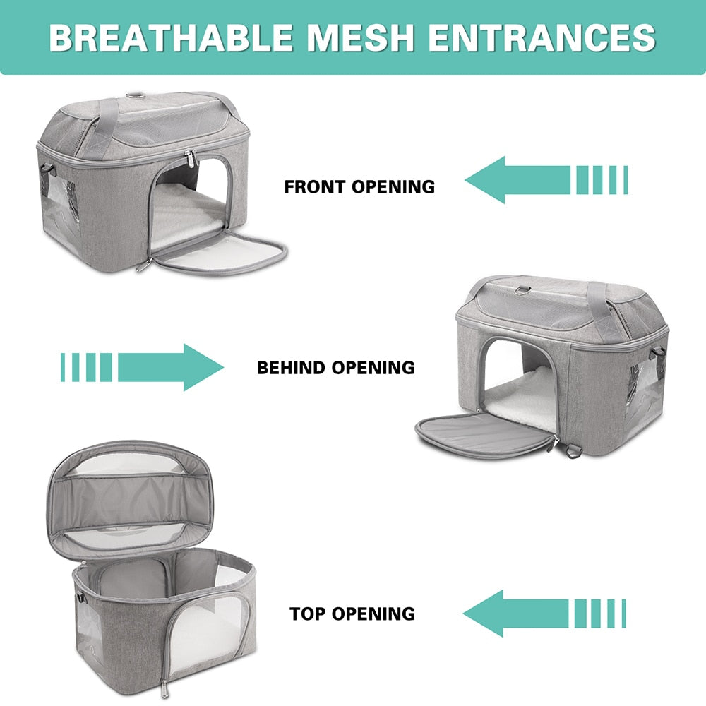 Dog Backpack Breathable Pet Portable Foldable Carrier Bag Travel Airline Approved Transport Bag For Small Dogs And Cats Outgoing - anconmall