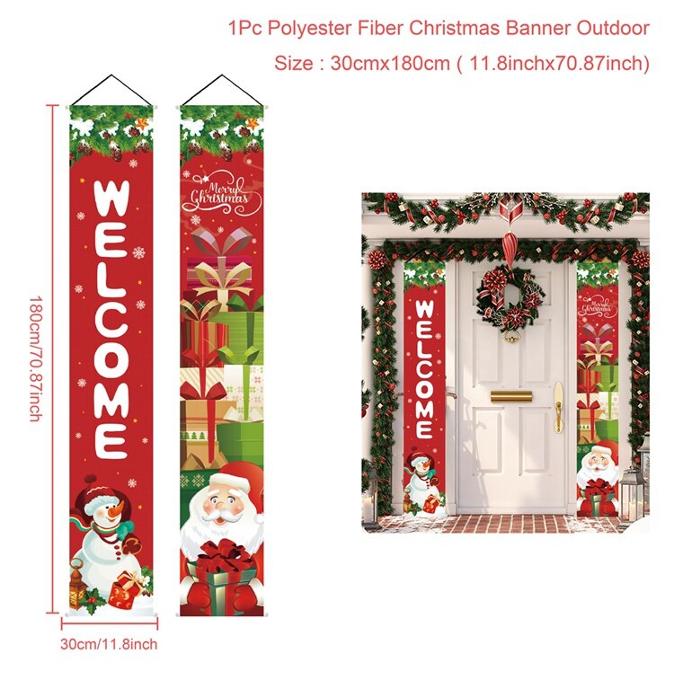 Santa Claus Door Banner Christmas Decor For Home 2022 Merry Christmas Decor Xmas Ornament Navidad Noel Happy New Year 2023 - anconmall