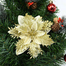 5pcs 14cm Glitter Artificial Christmas Flowers Xmas Tree Ornaments Merry Christmas Decorations for Home New Year Gifts Navidad